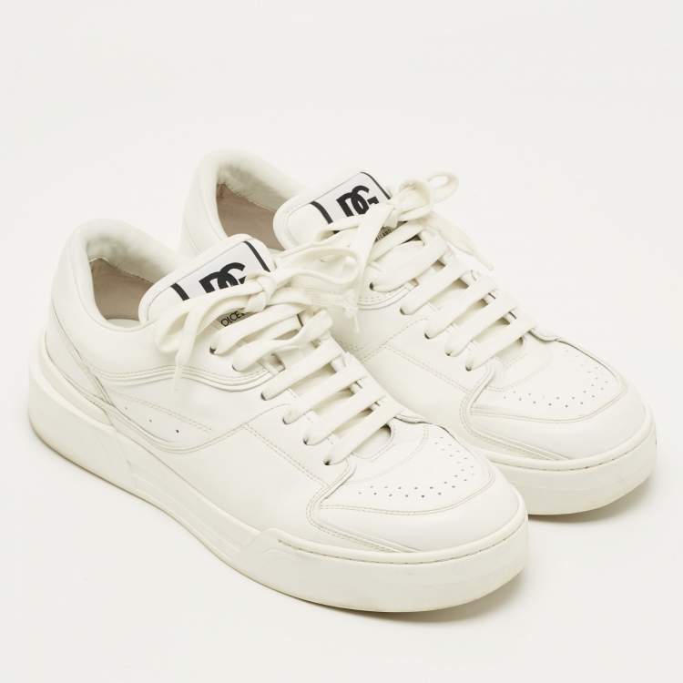 Pre Owned Dolce & Gabbana Portofino Size 43.5 White Leather Low Top Sneakers