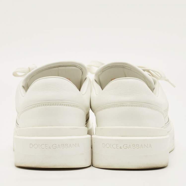 Pre Owned Dolce & Gabbana Portofino Size 43.5 White Leather Low Top Sneakers