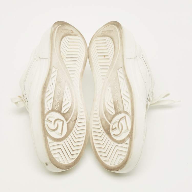 Pre Owned Dolce & Gabbana Portofino Size 43.5 White Leather Low Top Sneakers