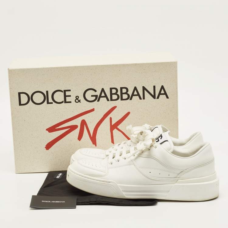 Pre Owned Dolce & Gabbana Portofino Size 43.5 White Leather Low Top Sneakers