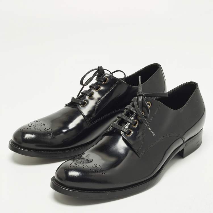 Pre Owned Dolce & Gabbana Size 45 Black Leather Lace Up Derby Shoes