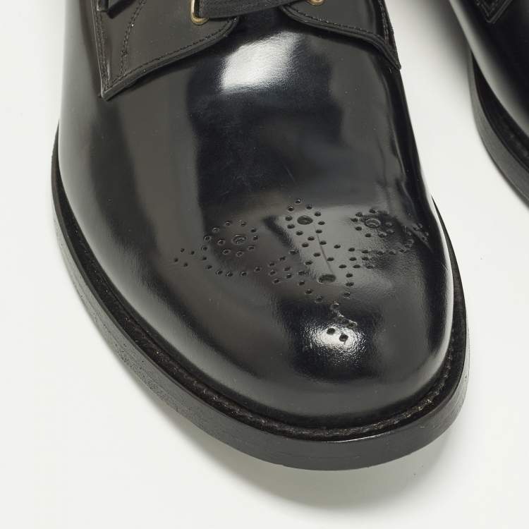 Pre Owned Dolce & Gabbana Size 45 Black Leather Lace Up Derby Shoes