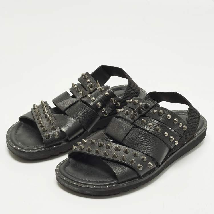Pre Owned Dolce & Gabbana Size 42 Black Leather Cross Strap Spike Sandals