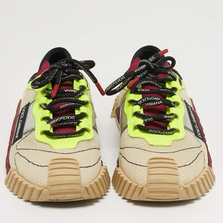 مملوكة مسبقًا Dolce & Gabbana Ns1 Size 44 Multicolor Mesh and Neoprene Lace Up Sneakers