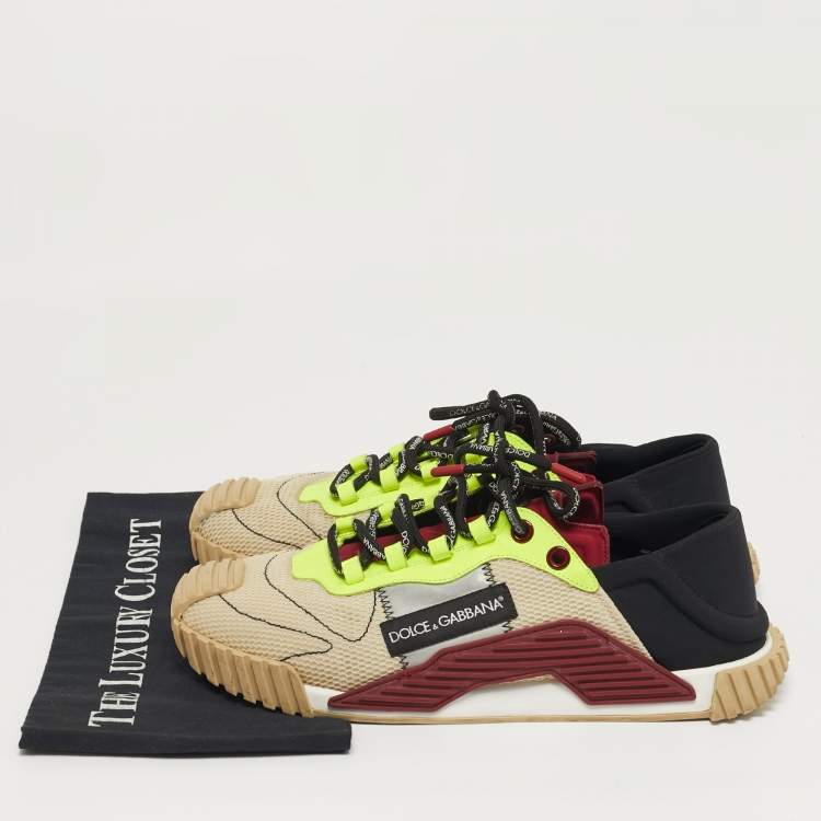 مملوكة مسبقًا Dolce & Gabbana Ns1 Size 44 Multicolor Mesh and Neoprene Lace Up Sneakers