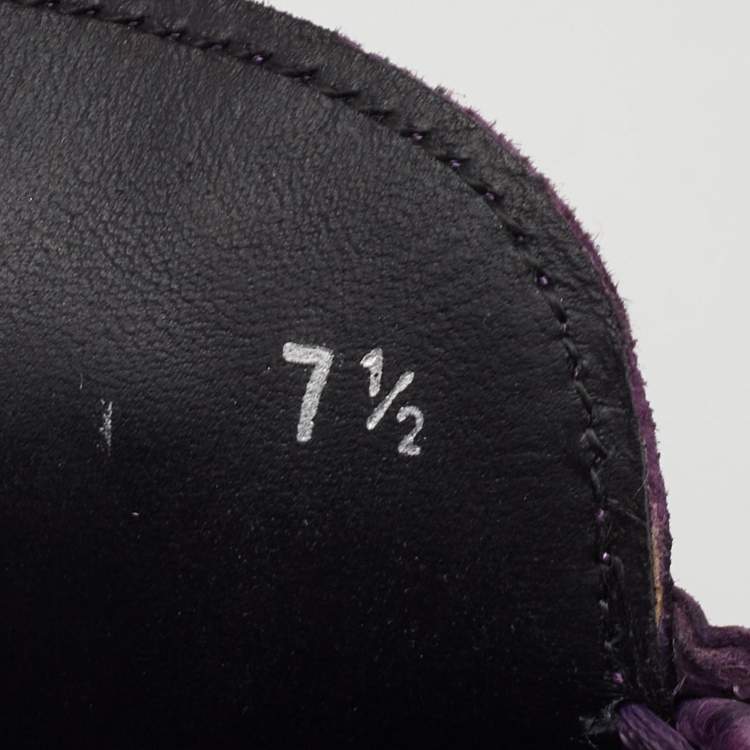 Pre Owned Dolce & Gabbana Size 41.5 Purple Ostrich Leather Slip On Loafers