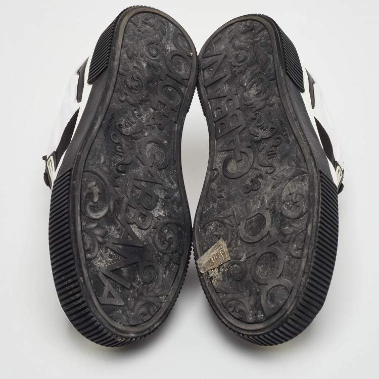 Pre Owned Dolce & Gabbana Miami Size 42.5 Black/White Leather and Nylon Low Top Sneakers