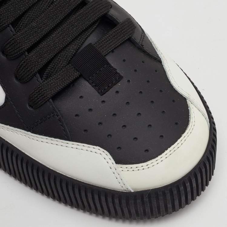 Pre Owned Dolce & Gabbana Miami Size 42.5 Black/White Leather and Nylon Low Top Sneakers