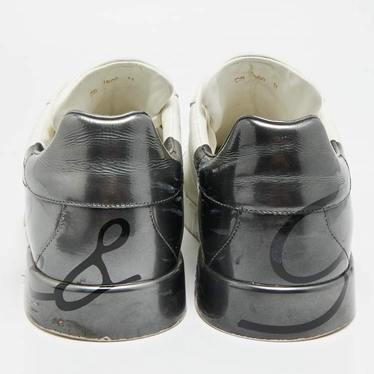 Pre Owned Dolce & Gabbana Portofino Size 45 White/Black Leather Lace Up Sneakers