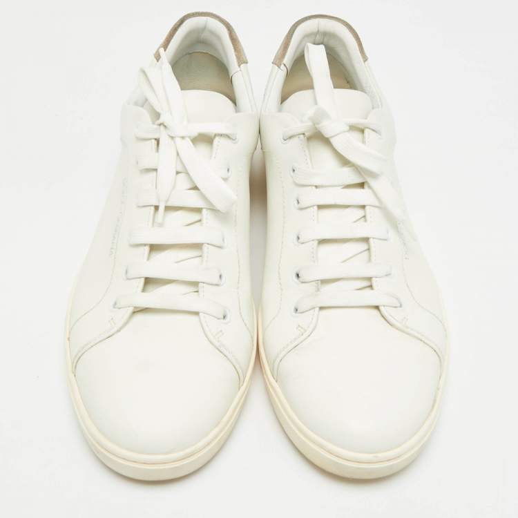 مملوكة مسبقًا Dolce & Gabbana Size 45 White/Beige Leather and Suede Low Top Sneakers