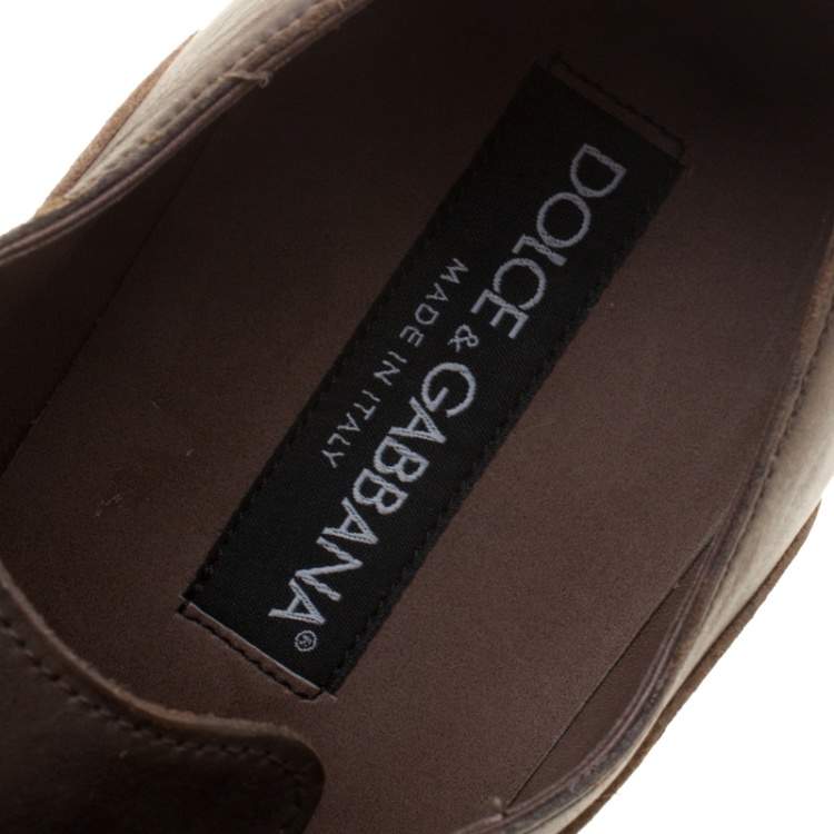 Pre Owned Dolce & Gabbana Brown Antique Finish Brogue Leather Oxfords Size 39.5
