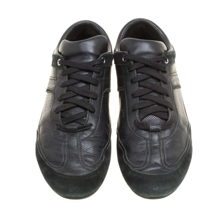 مملوكة مسبقًا Dolce & Gabbana Black Suede and Leather Low Top Sneakers Size 41.5