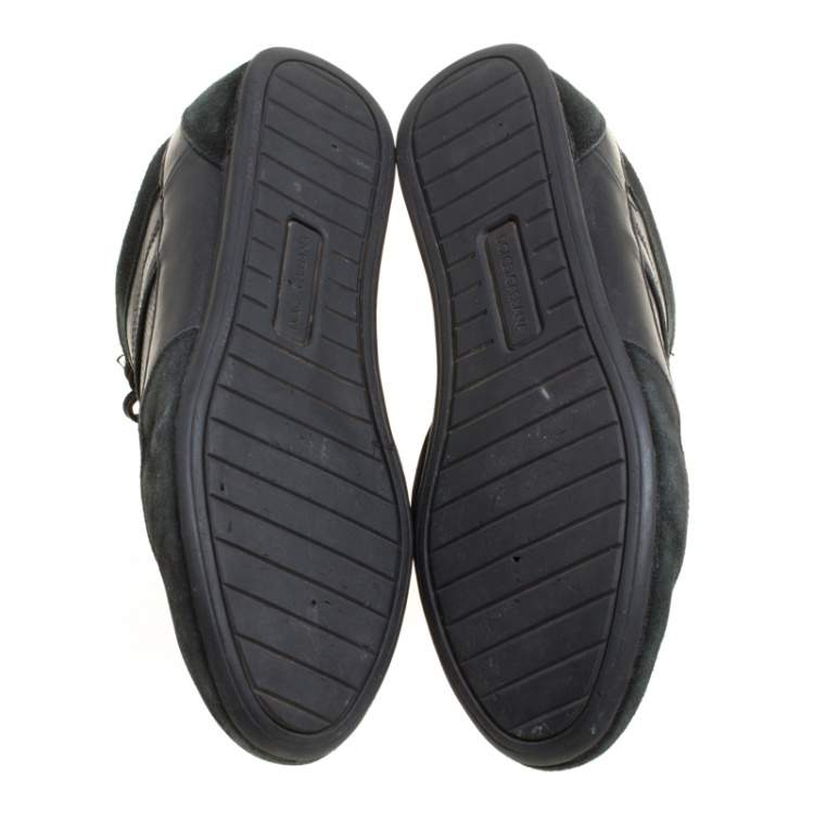 مملوكة مسبقًا Dolce & Gabbana Black Suede and Leather Low Top Sneakers Size 41.5