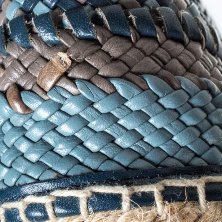 Pre Owned Dolce & Gabbana Bicolor Braided Leather Espadrilles Size 40