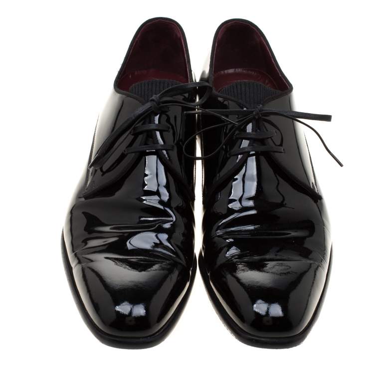 Pre Owned Dolce & Gabbana Black Patent Leather Derby Oxford Shoes Size 43