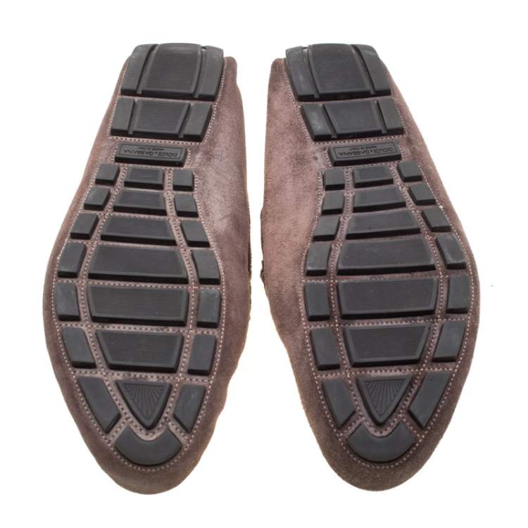 Pre Owned Dolce & Gabbana Brown Antique Finish Suede Slip On Loafers Size 44