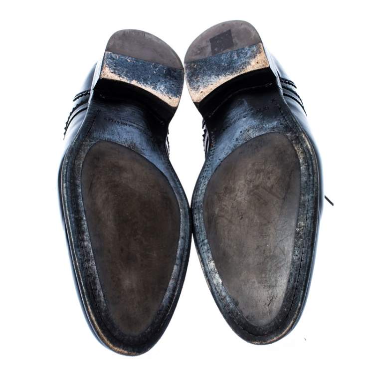 مملوكة مسبقًا Dolce & Gabbana Black Leather Lace Up Oxfords Size 43