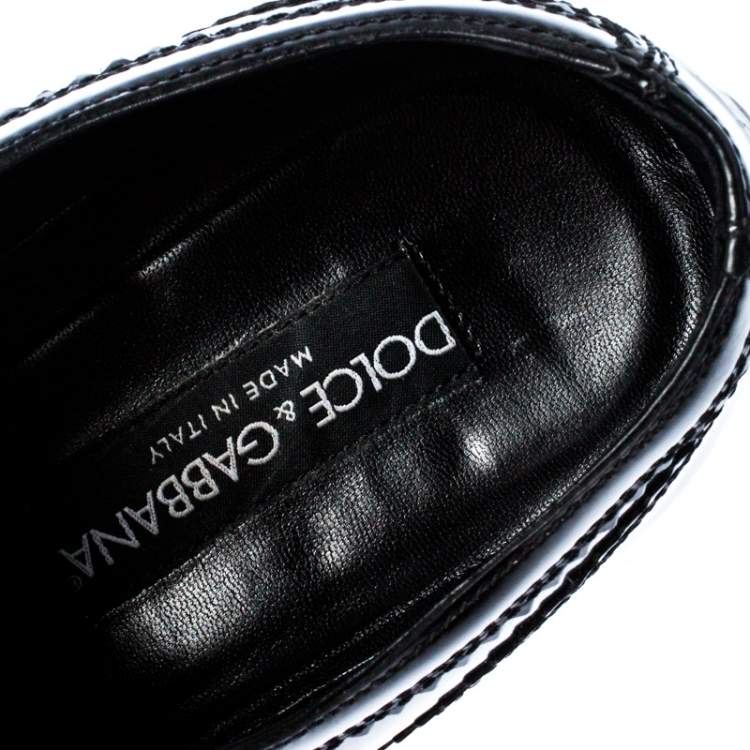 مملوكة مسبقًا Dolce & Gabbana Black Leather Lace Up Oxfords Size 43