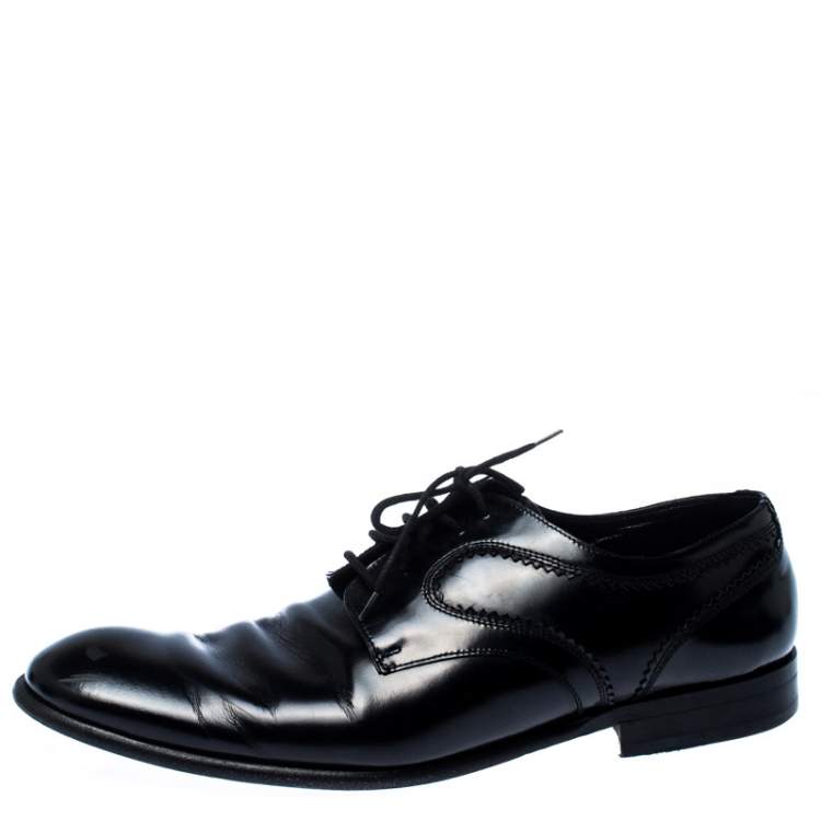 مملوكة مسبقًا Dolce & Gabbana Black Leather Lace Up Oxfords Size 43