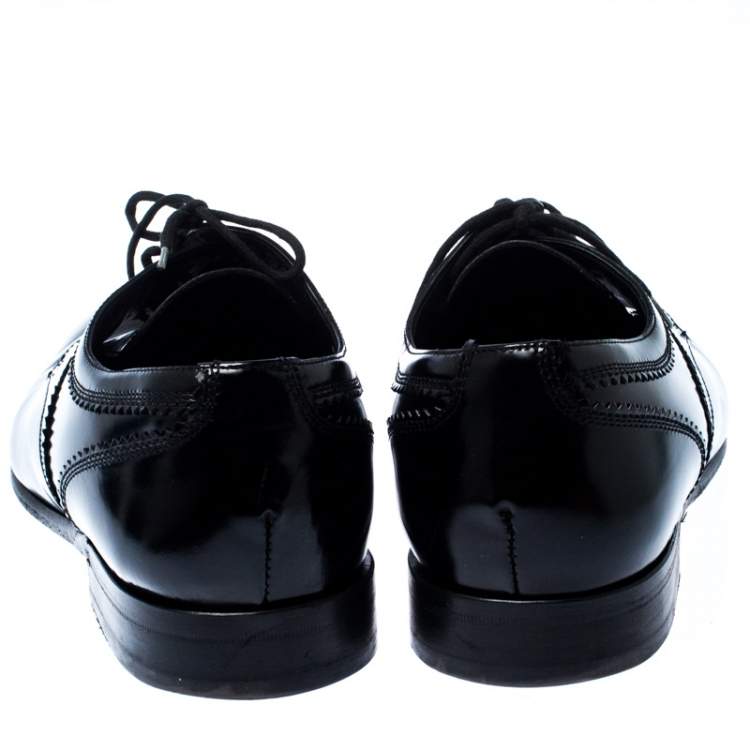مملوكة مسبقًا Dolce & Gabbana Black Leather Lace Up Oxfords Size 43