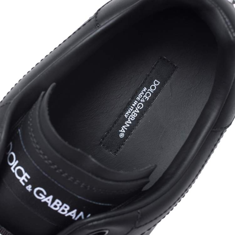 Pre Owned Dolce & Gabbana Black Leather Portofino Low Top Sneakers Size 43.5