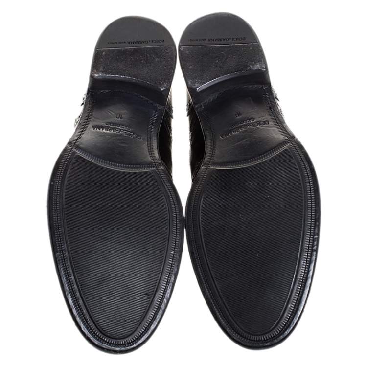 مملوكة مسبقًا Dolce & Gabbana Black Brogue Leather and Suede Lace Oxford Size 44