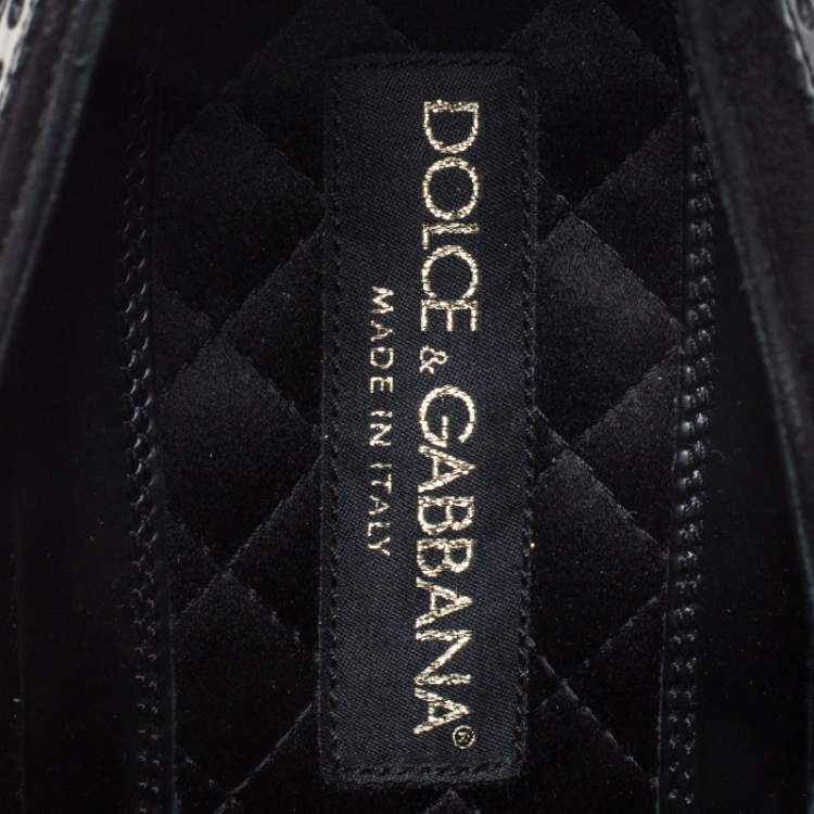 مملوكة مسبقًا Dolce & Gabbana Black Brogue Leather and Suede Lace Oxford Size 44