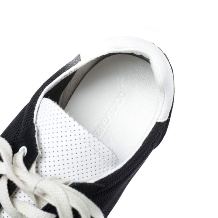 Pre Owned Dolce & Gabbana Black/White Mesh and Suede Lace Low Top Sneakers Size 43