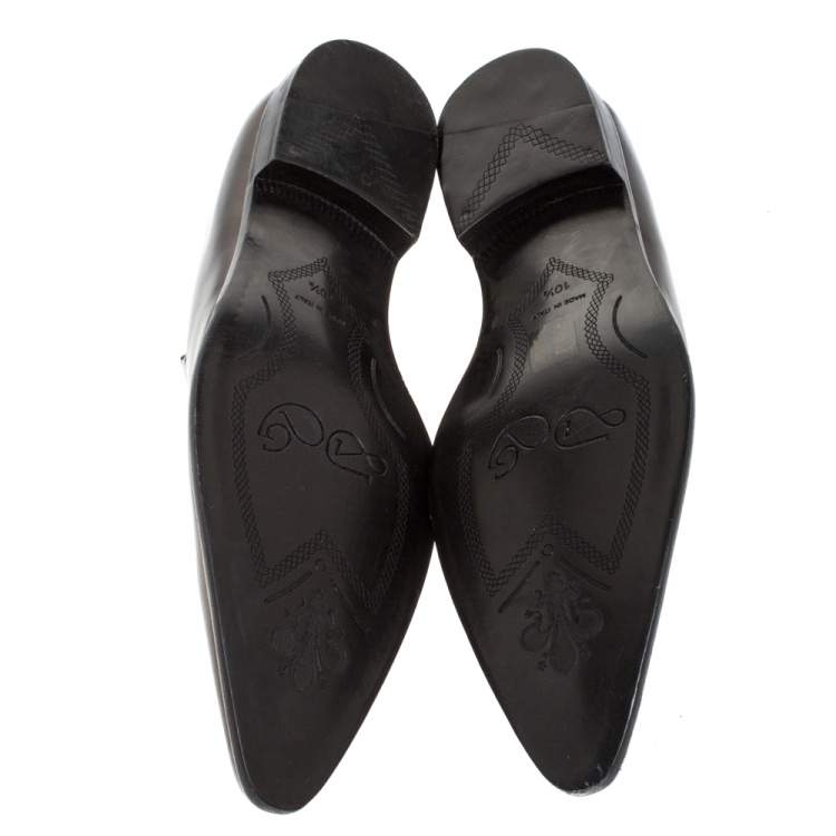 Pre Owned Dolce & Gabbana Metallic Two Tone Leather Slip On Loafers Size 44.5