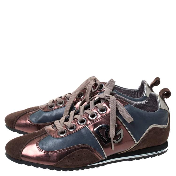 مملوكة مسبقًا Dolce & Gabbana Multicolor Suede and Leather Low Top Sneakers Size 42.5