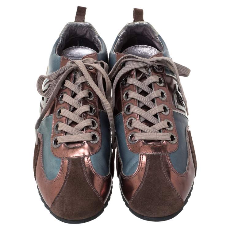 مملوكة مسبقًا Dolce & Gabbana Multicolor Suede and Leather Low Top Sneakers Size 42.5
