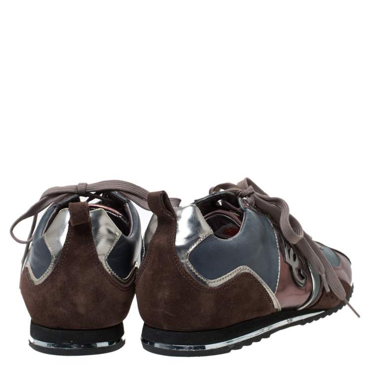 مملوكة مسبقًا Dolce & Gabbana Multicolor Suede and Leather Low Top Sneakers Size 42.5
