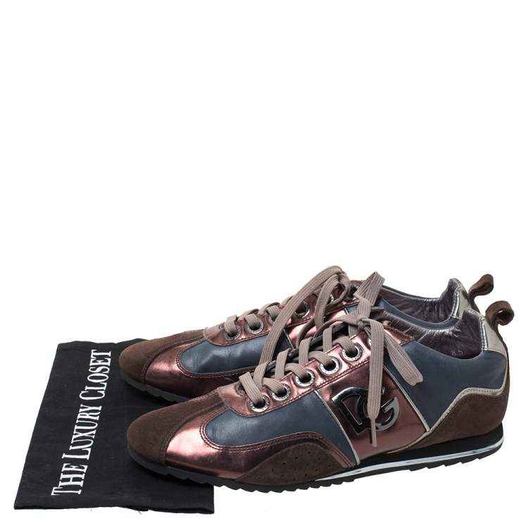مملوكة مسبقًا Dolce & Gabbana Multicolor Suede and Leather Low Top Sneakers Size 42.5