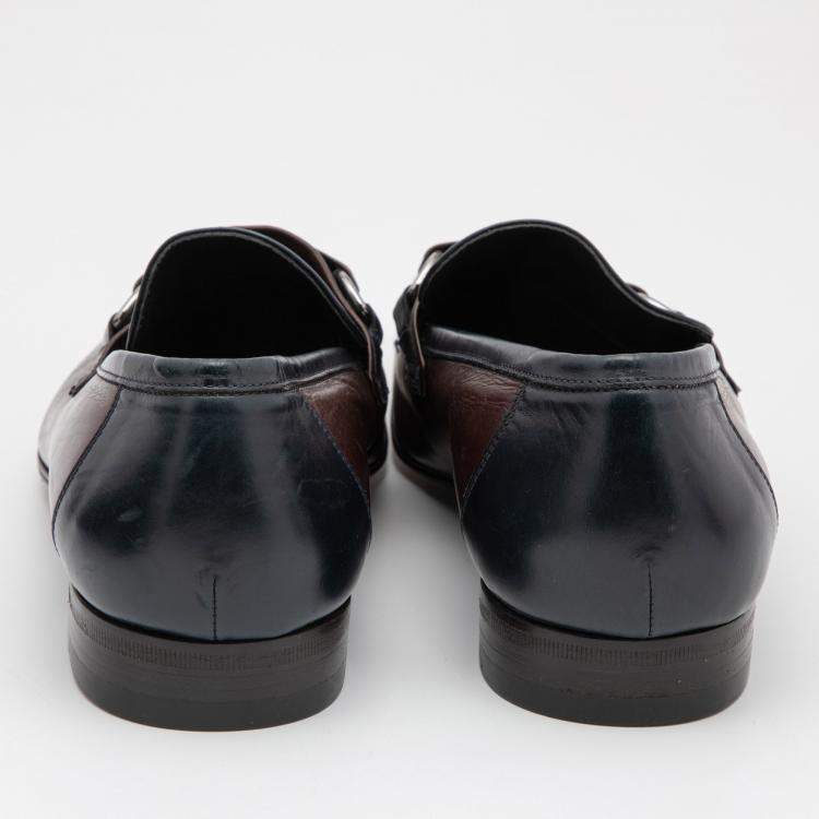 Pre Owned Dolce & Gabbana Two Tone Leather Slip On Loafers Size 42.5