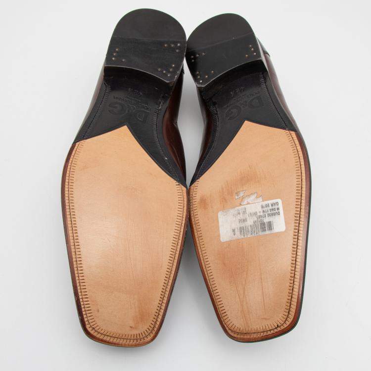 Pre Owned Dolce & Gabbana Two Tone Leather Slip On Loafers Size 42.5