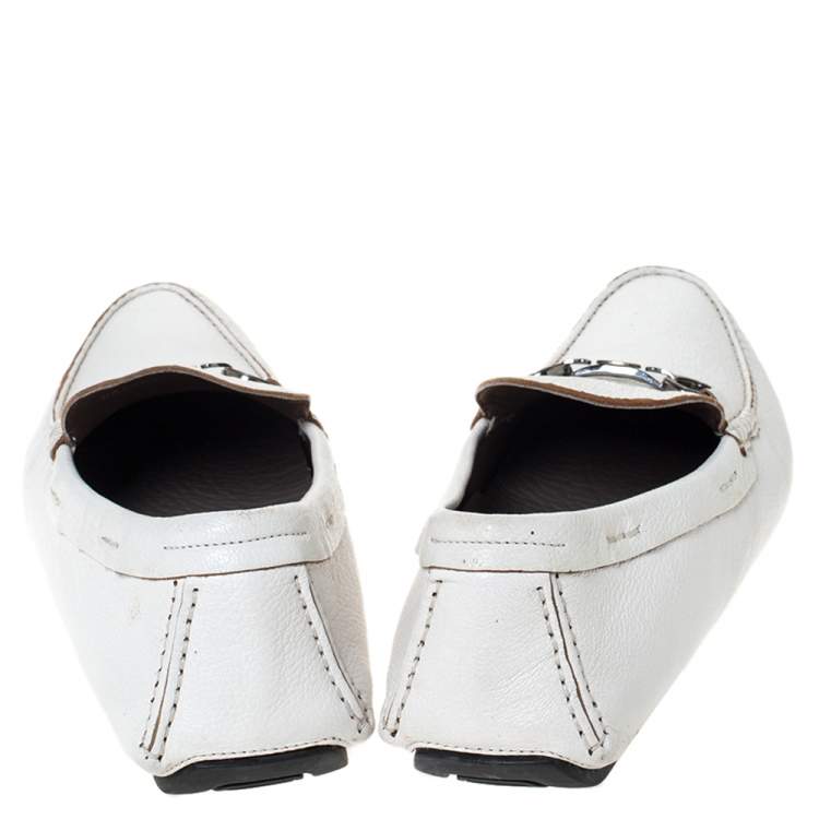 Pre Owned Dolce & Gabbana White Leather Horsebit Loafers Size 45