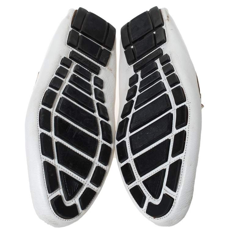 Pre Owned Dolce & Gabbana White Leather Horsebit Loafers Size 45