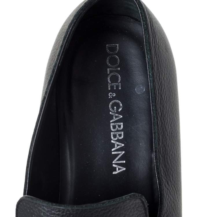 مملوكة مسبقًا Dolce & Gabbana Black Leather Slip On Loafers Size 43