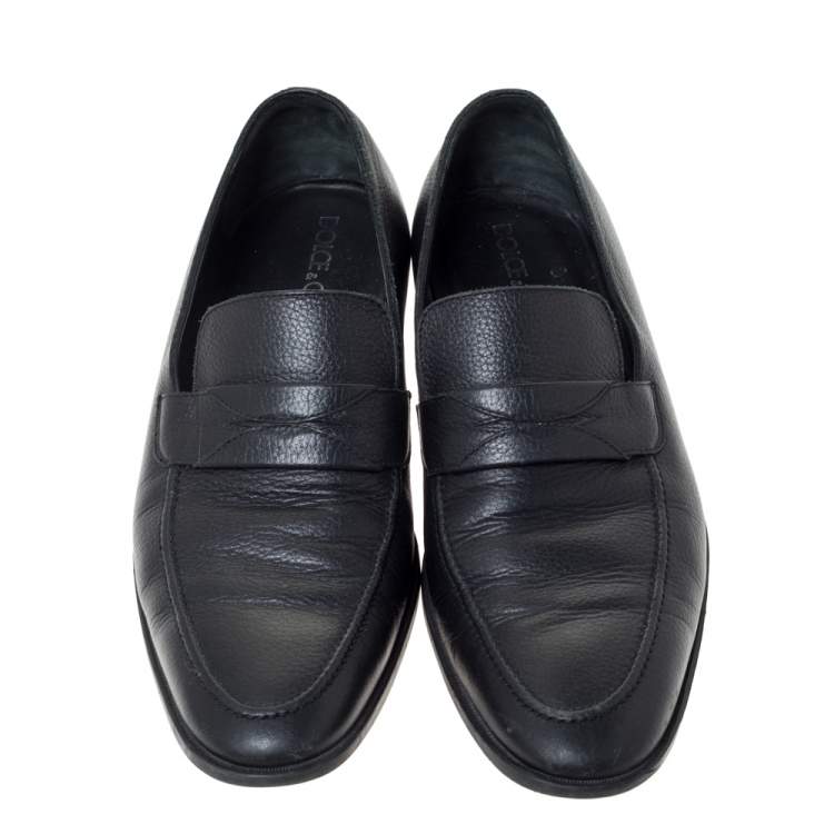 مملوكة مسبقًا Dolce & Gabbana Black Leather Slip On Loafers Size 43
