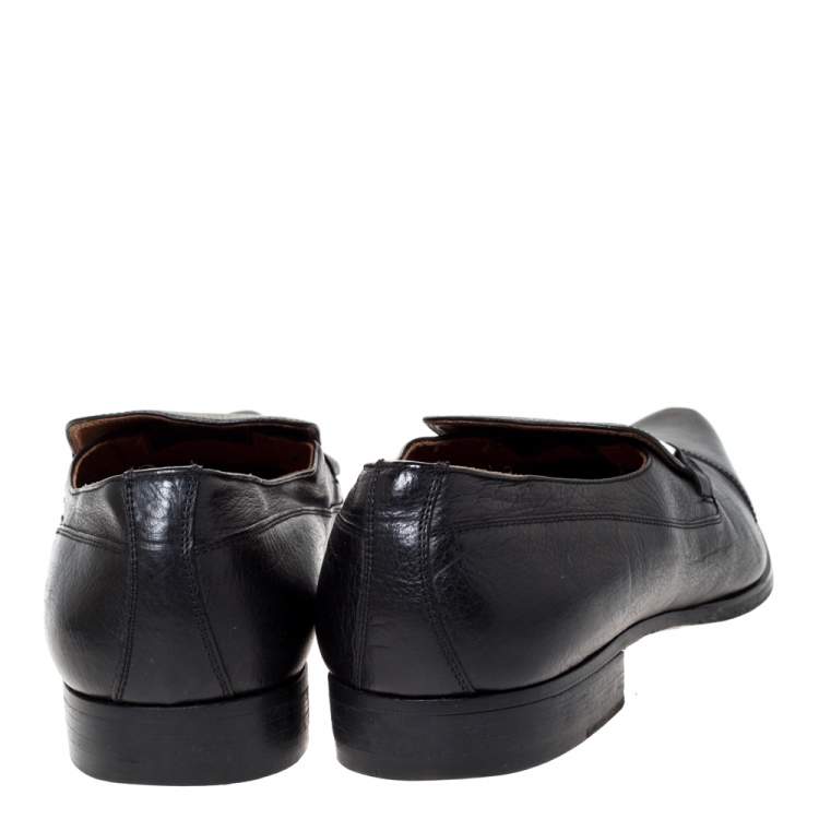 Pre Owned Dolce & Gabbana Black Leather Slip On Pointed Toe Loafers Size 44