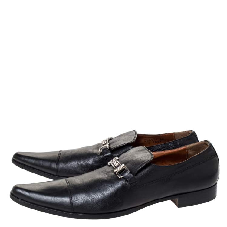 Pre Owned Dolce & Gabbana Black Leather Slip On Pointed Toe Loafers Size 44