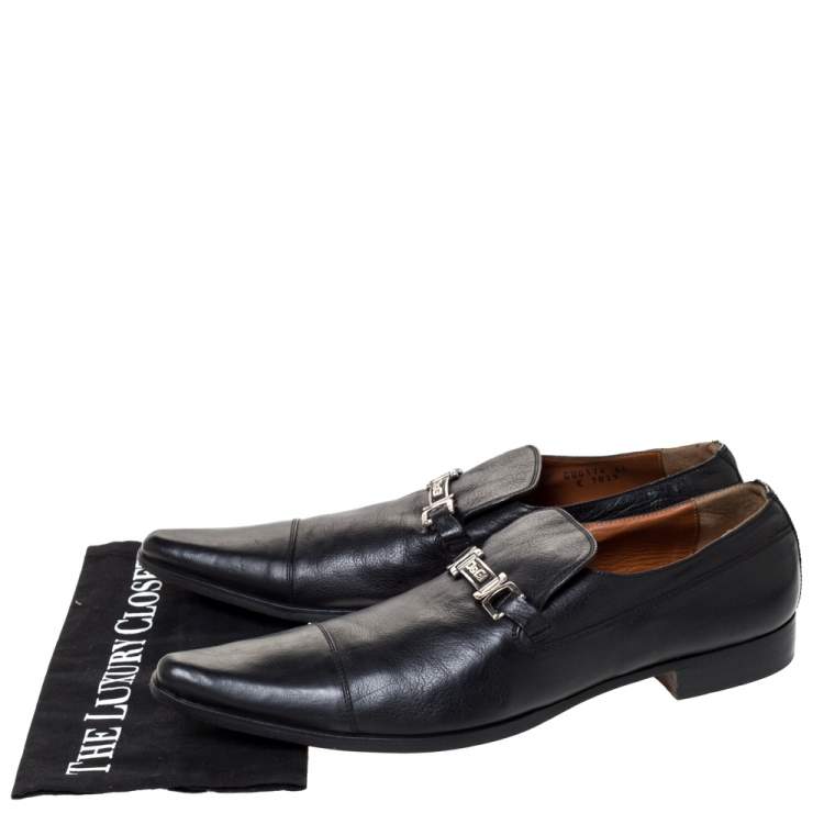 Pre Owned Dolce & Gabbana Black Leather Slip On Pointed Toe Loafers Size 44