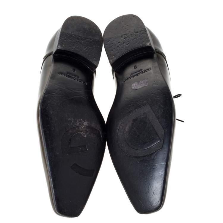 Pre Owned Dolce & Gabbana Olive Green Leather Oxfords Size 43