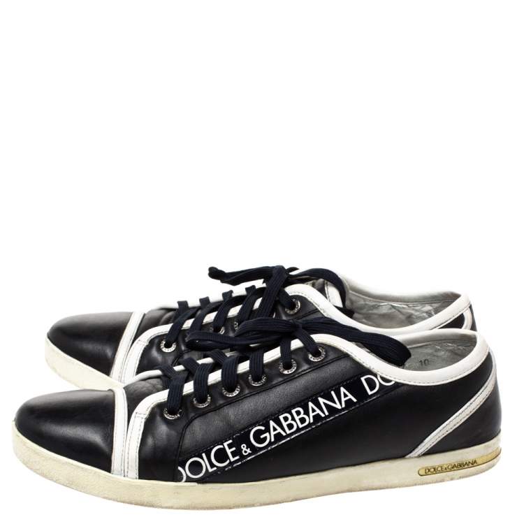 Pre Owned Dolce & Gabbana Black Leather Low Top Sneakers Size 44