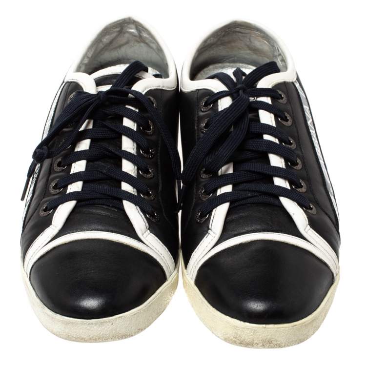Pre Owned Dolce & Gabbana Black Leather Low Top Sneakers Size 44