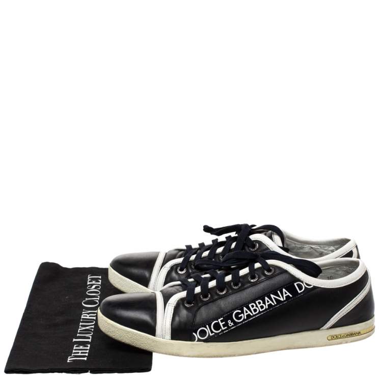 Pre Owned Dolce & Gabbana Black Leather Low Top Sneakers Size 44