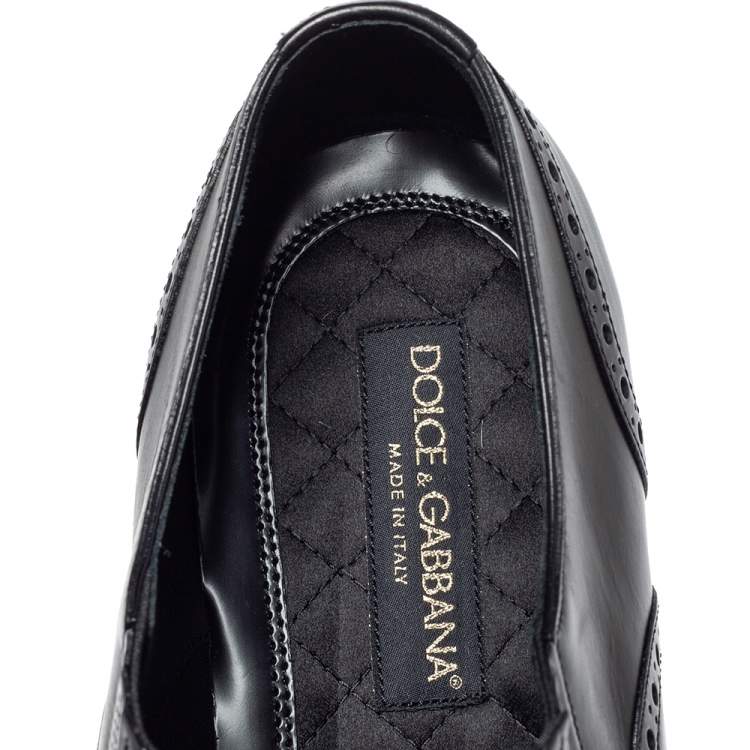 Pre Owned Dolce & Gabbana Black Leather Brogue Detail Derby Size 45