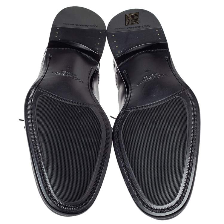 Pre Owned Dolce & Gabbana Black Leather Brogue Detail Derby Size 45