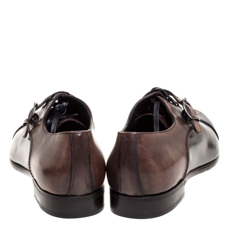 Pre Owned Dolce & Gabbana 2 Tone Leather Lace Up And Buckle Strap Oxford Size 45