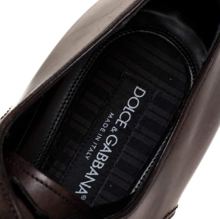 Pre Owned Dolce & Gabbana 2 Tone Leather Lace Up And Buckle Strap Oxford Size 45